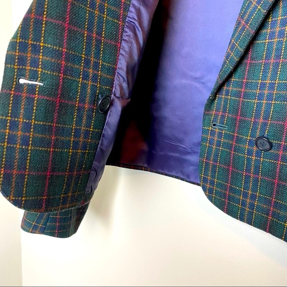 Vintage Peabody House Cropped Wool Blend Plaid Blazer C - Picture 7 of 7